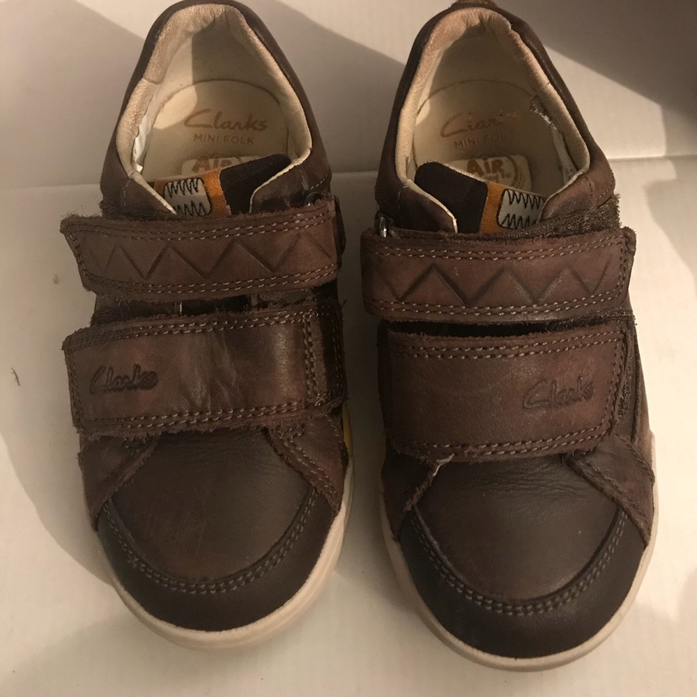 Brown Clarks Shoe with Velcro closure